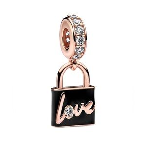 Love padlock charm rose gold sterling silver
